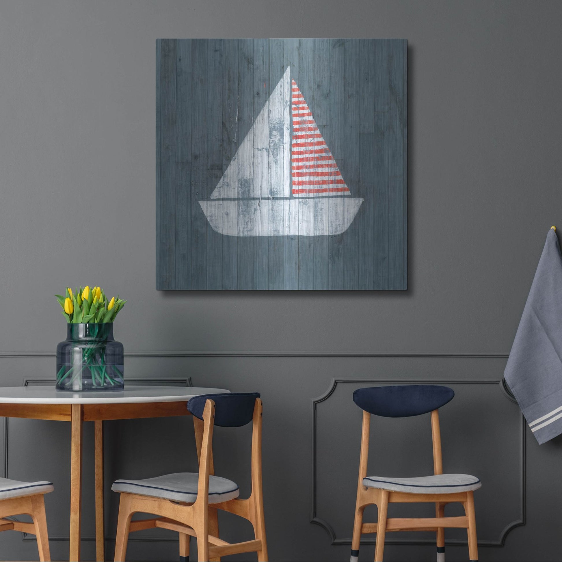 Luxe Metal Art 'Nautical Plank I' by Grace Popp, Metal Wall Art,36x36