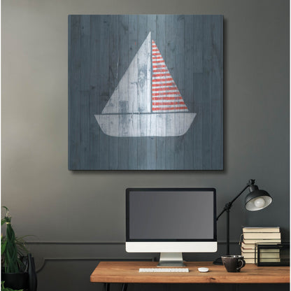 Luxe Metal Art 'Nautical Plank I' by Grace Popp, Metal Wall Art,36x36
