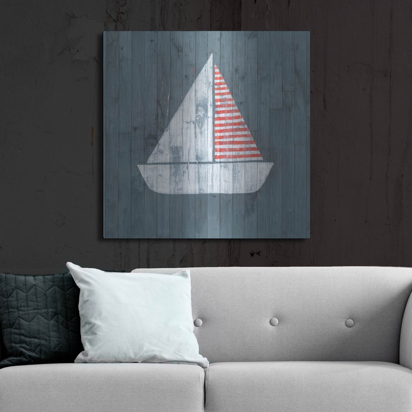 Luxe Metal Art 'Nautical Plank I' by Grace Popp, Metal Wall Art,36x36