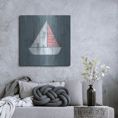 Luxe Metal Art 'Nautical Plank I' by Grace Popp, Metal Wall Art,36x36