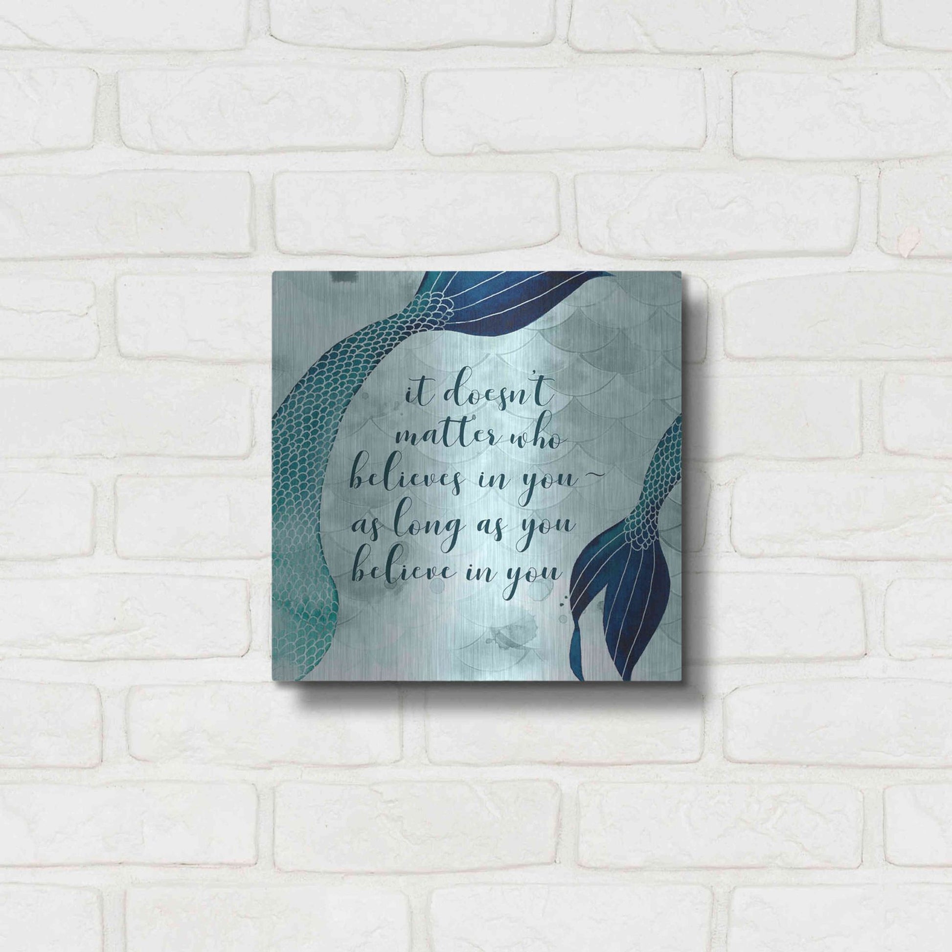 Luxe Metal Art 'Mermaid Inspirations II' by Grace Popp, Metal Wall Art,12x12