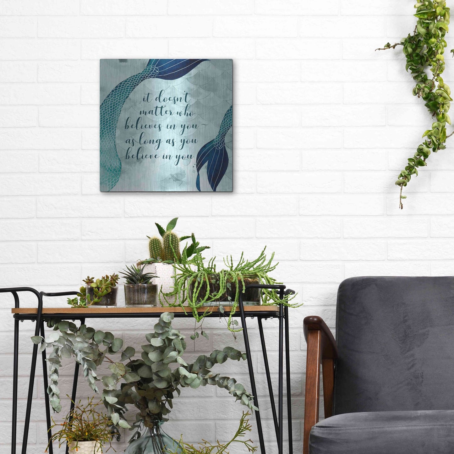 Luxe Metal Art 'Mermaid Inspirations II' by Grace Popp, Metal Wall Art,12x12