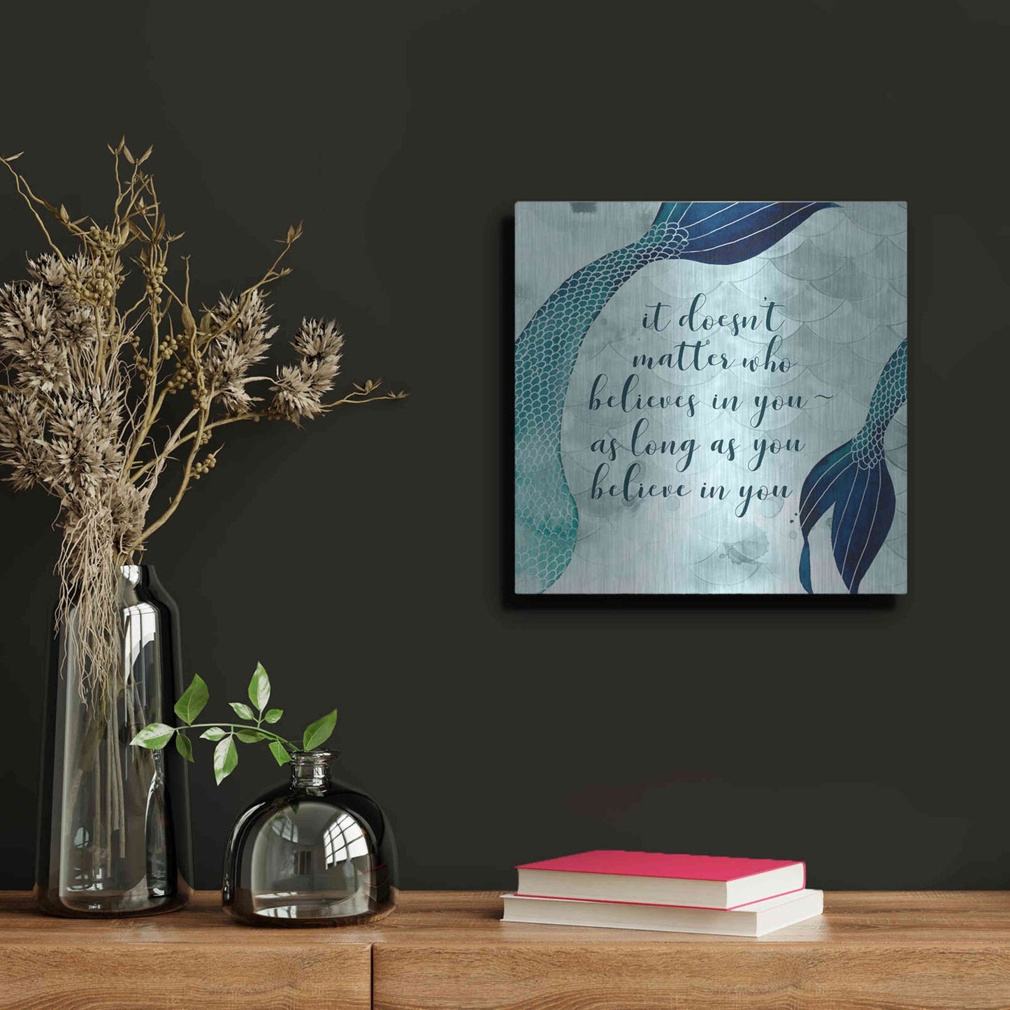 Luxe Metal Art 'Mermaid Inspirations II' by Grace Popp, Metal Wall Art,12x12