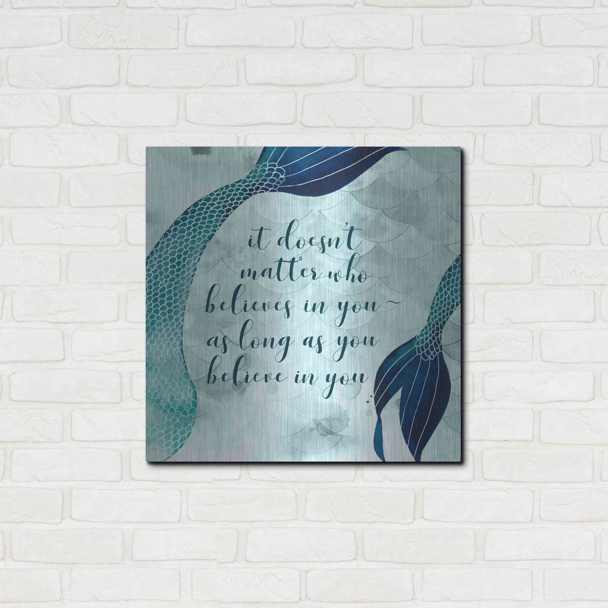 Luxe Metal Art 'Mermaid Inspirations II' by Grace Popp, Metal Wall Art,24x24