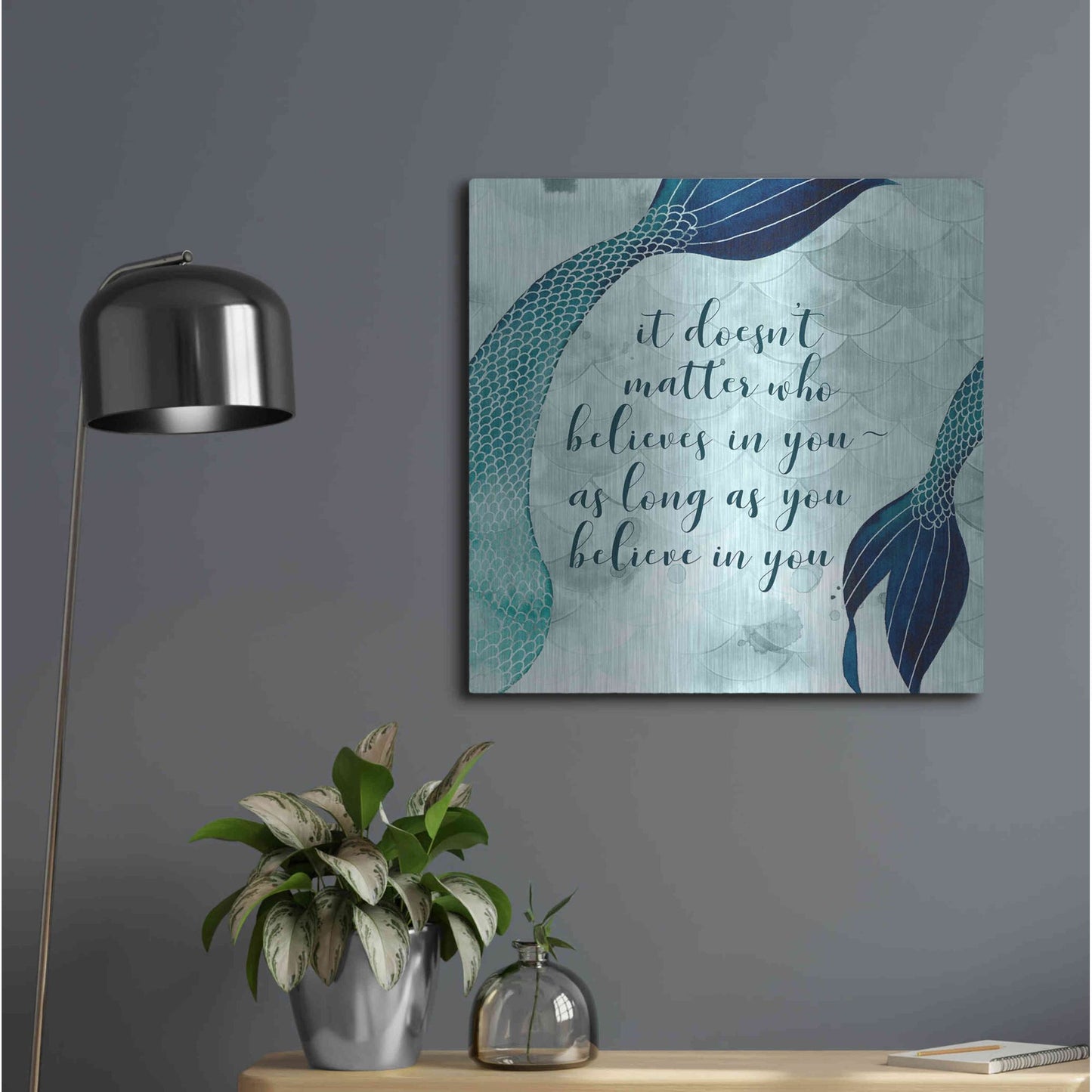 Luxe Metal Art 'Mermaid Inspirations II' by Grace Popp, Metal Wall Art,24x24