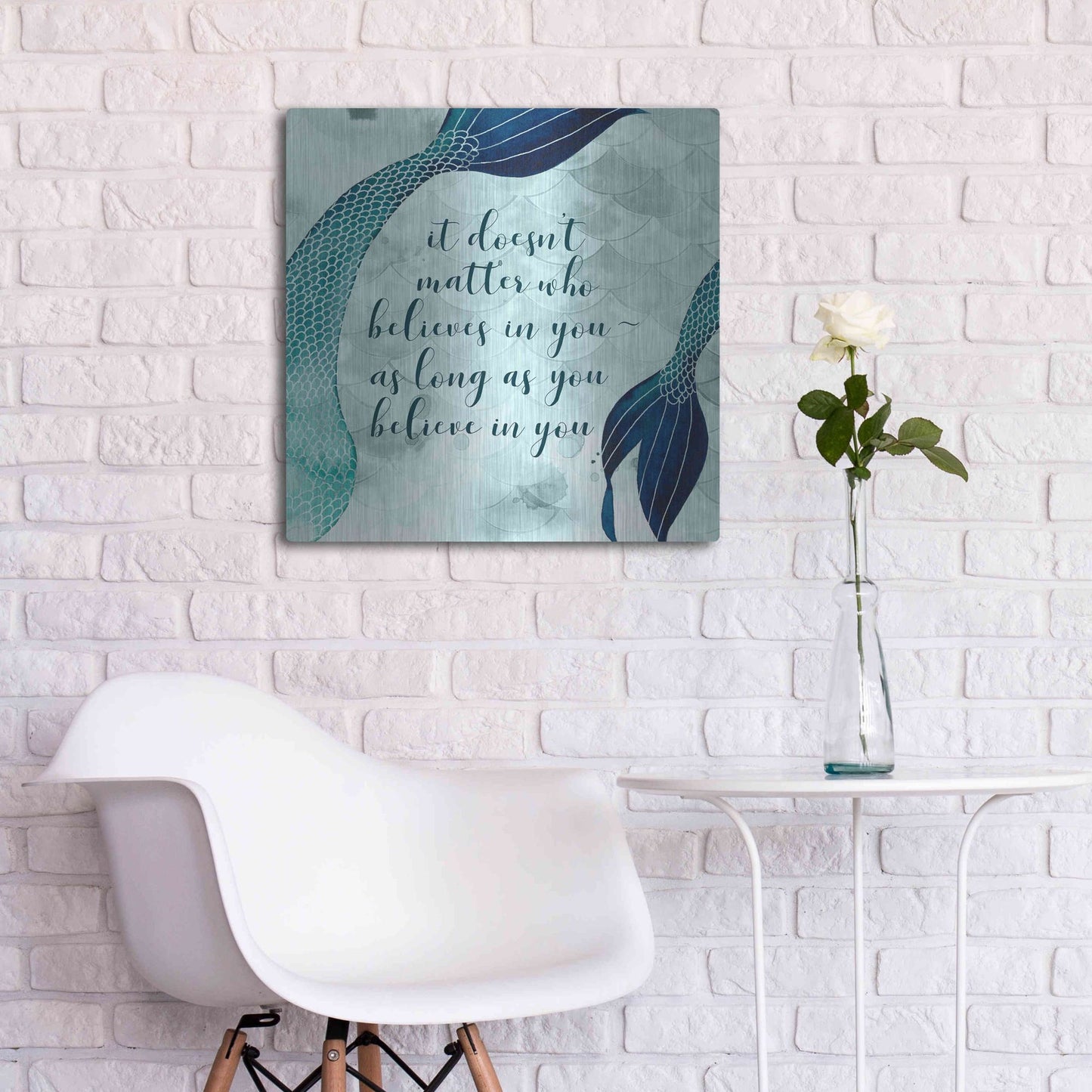 Luxe Metal Art 'Mermaid Inspirations II' by Grace Popp, Metal Wall Art,24x24