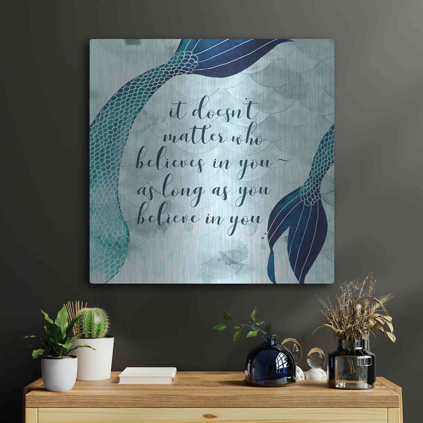 Luxe Metal Art 'Mermaid Inspirations II' by Grace Popp, Metal Wall Art,24x24