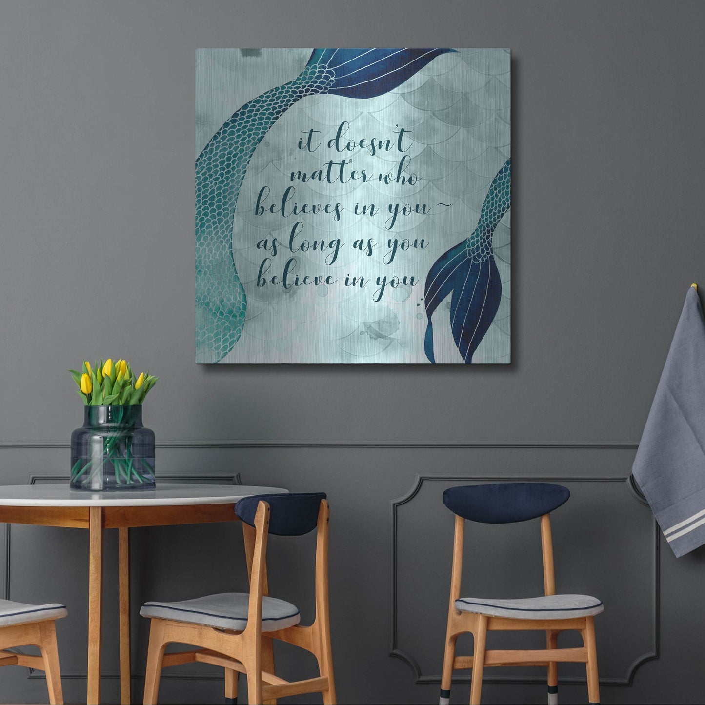 Luxe Metal Art 'Mermaid Inspirations II' by Grace Popp, Metal Wall Art,36x36