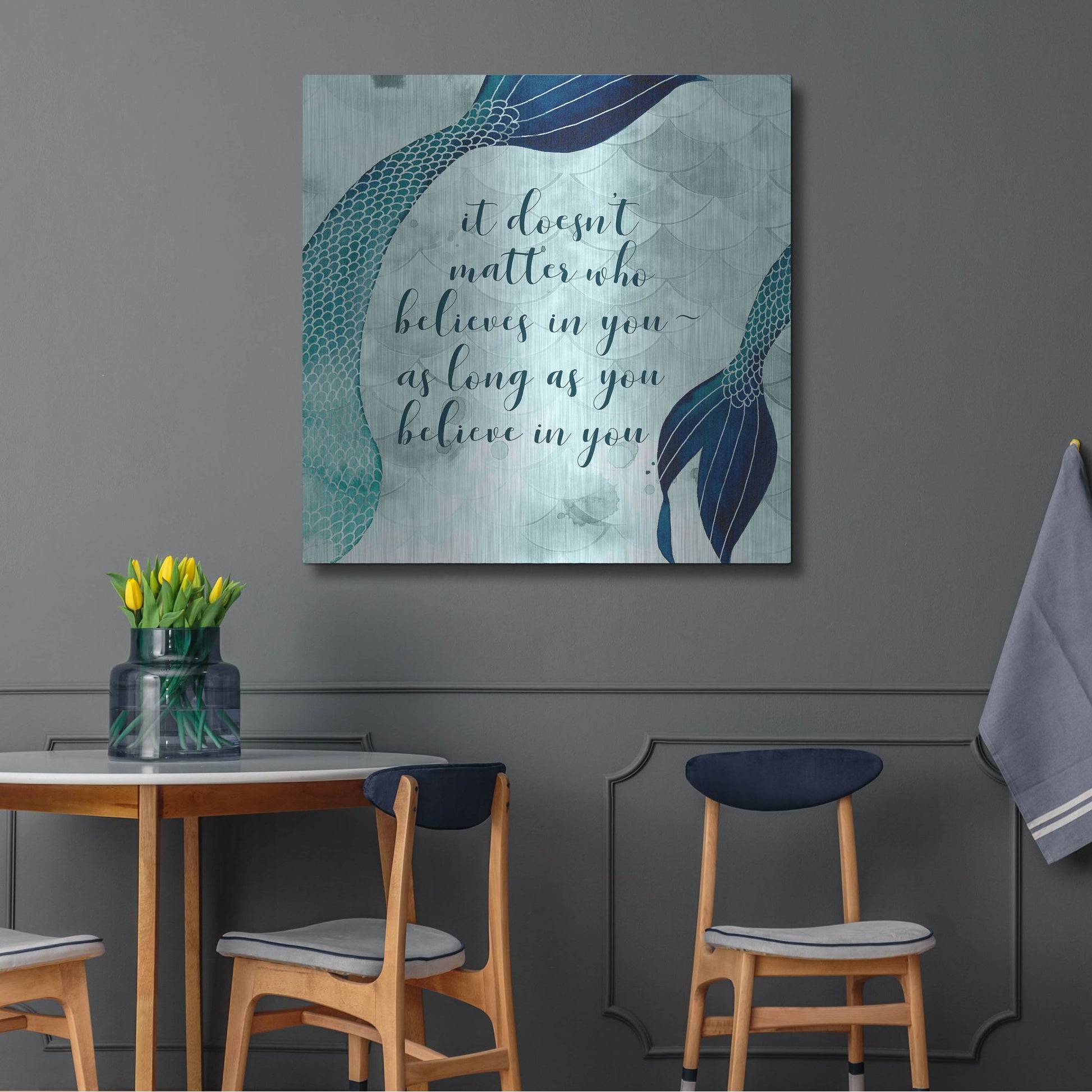 Luxe Metal Art 'Mermaid Inspirations II' by Grace Popp, Metal Wall Art,36x36