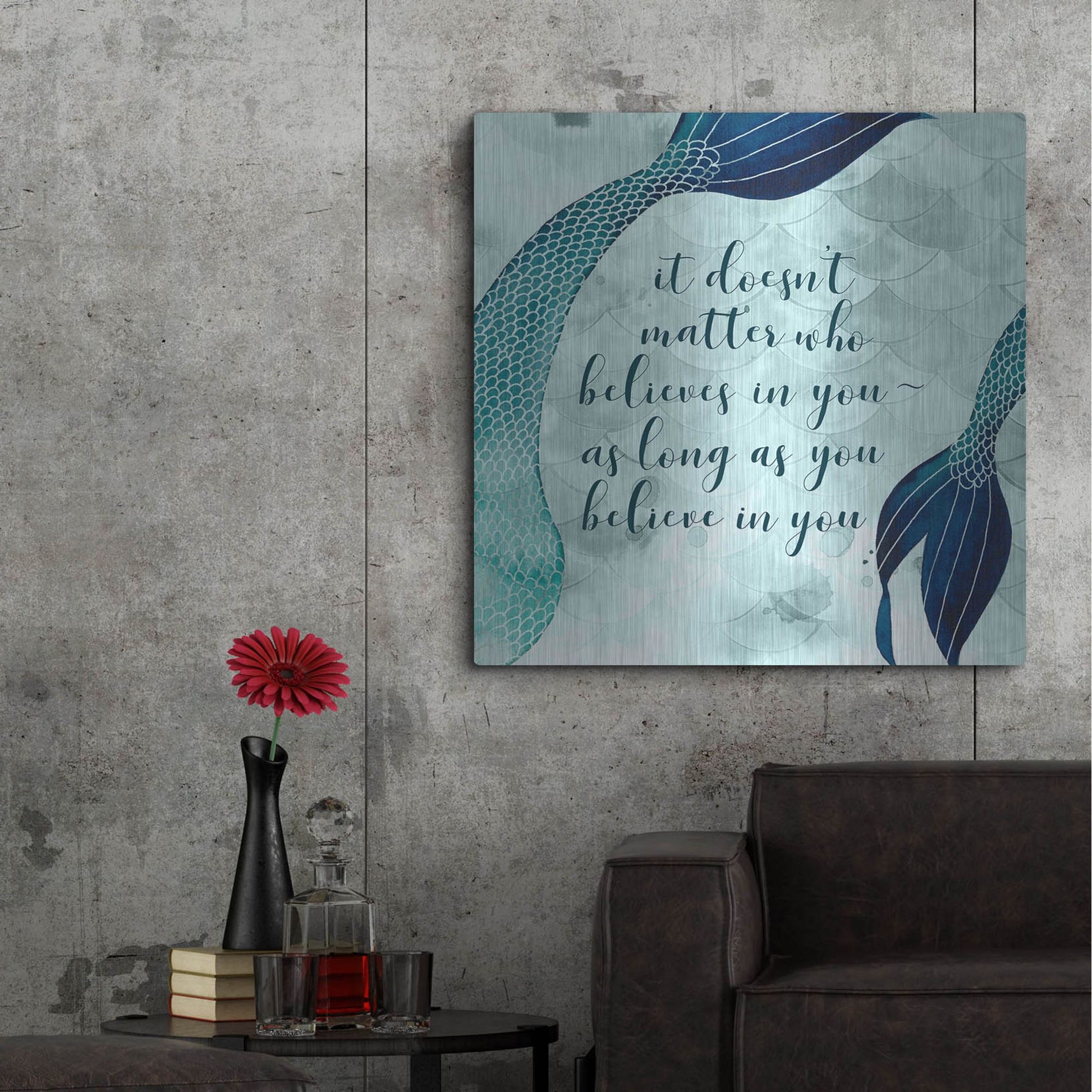 Luxe Metal Art 'Mermaid Inspirations II' by Grace Popp, Metal Wall Art,36x36