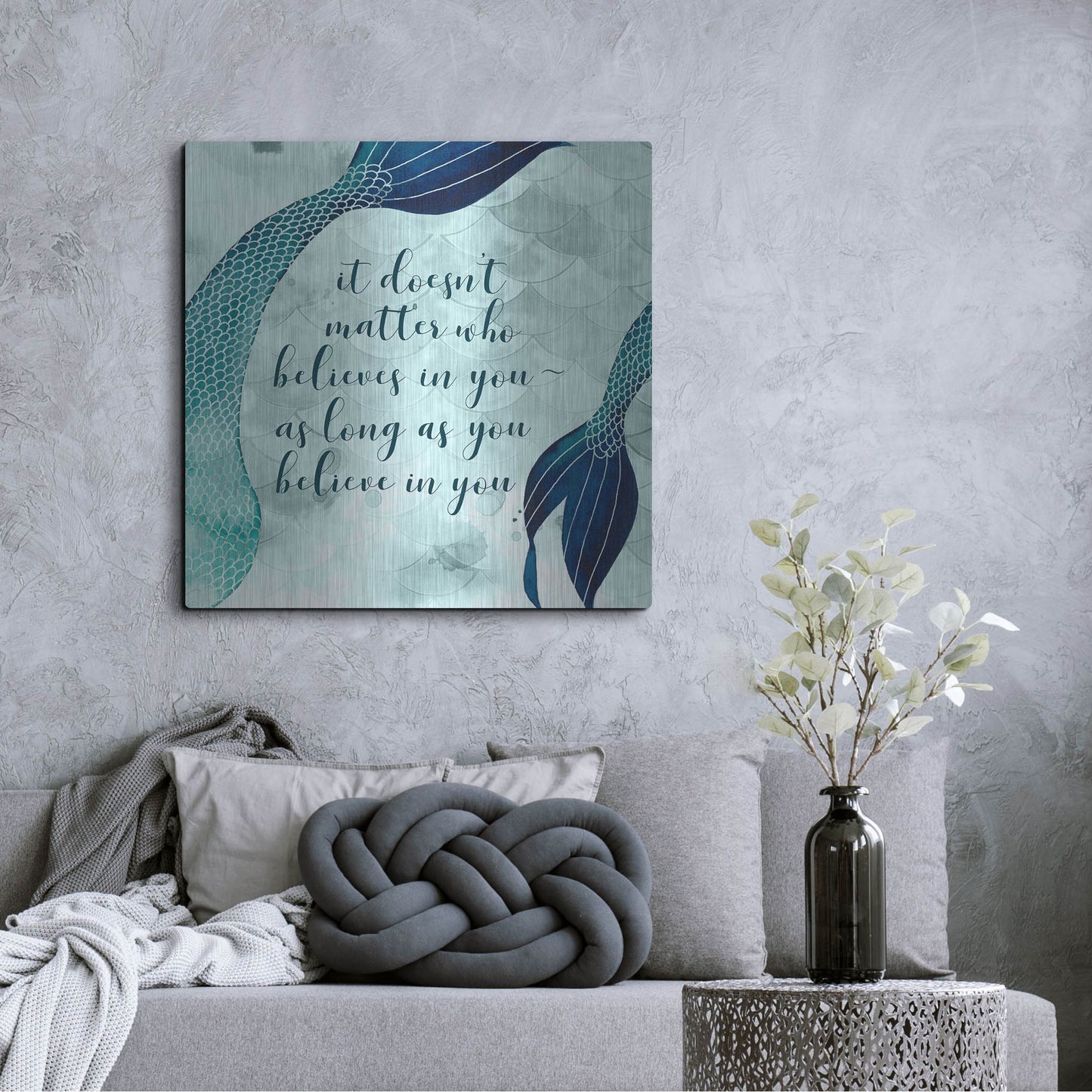 Luxe Metal Art 'Mermaid Inspirations II' by Grace Popp, Metal Wall Art,36x36