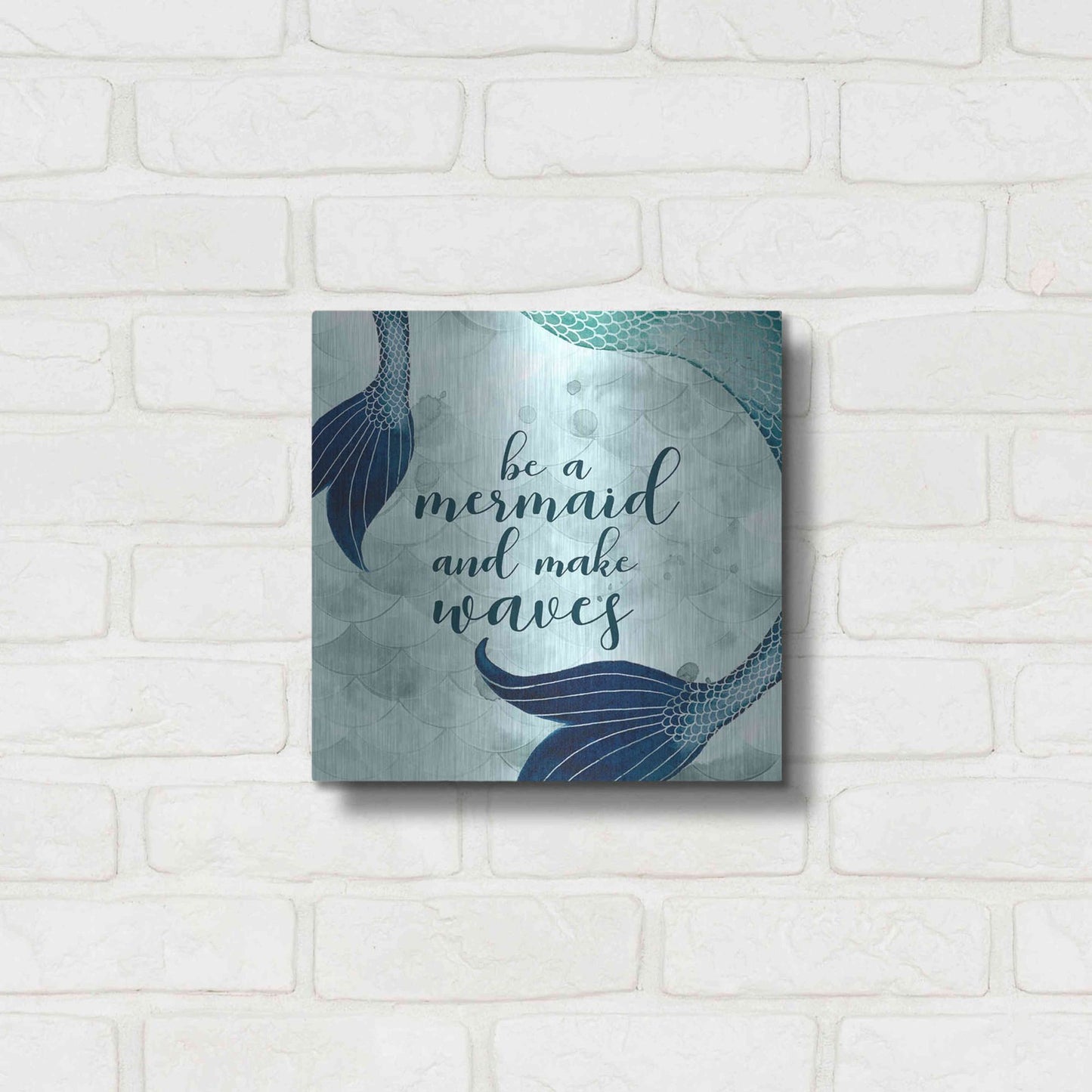 Luxe Metal Art 'Mermaid Inspirations I' by Grace Popp, Metal Wall Art,12x12