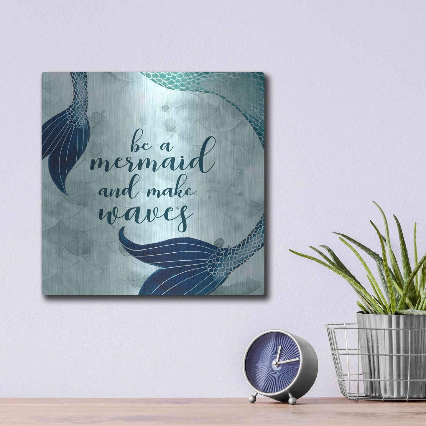Luxe Metal Art 'Mermaid Inspirations I' by Grace Popp, Metal Wall Art,12x12