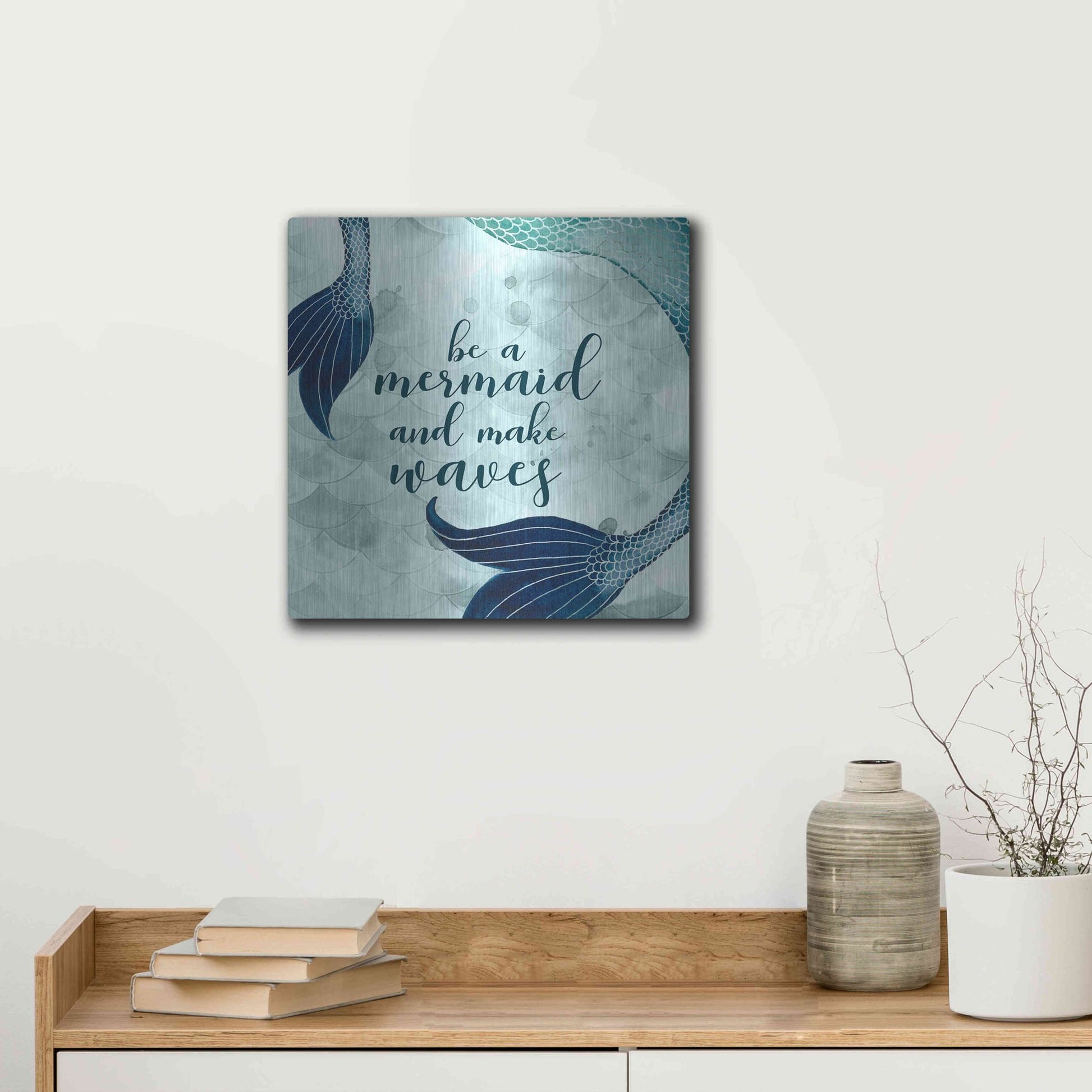 Luxe Metal Art 'Mermaid Inspirations I' by Grace Popp, Metal Wall Art,12x12