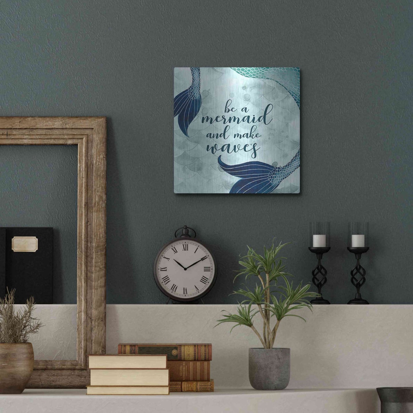 Luxe Metal Art 'Mermaid Inspirations I' by Grace Popp, Metal Wall Art,12x12