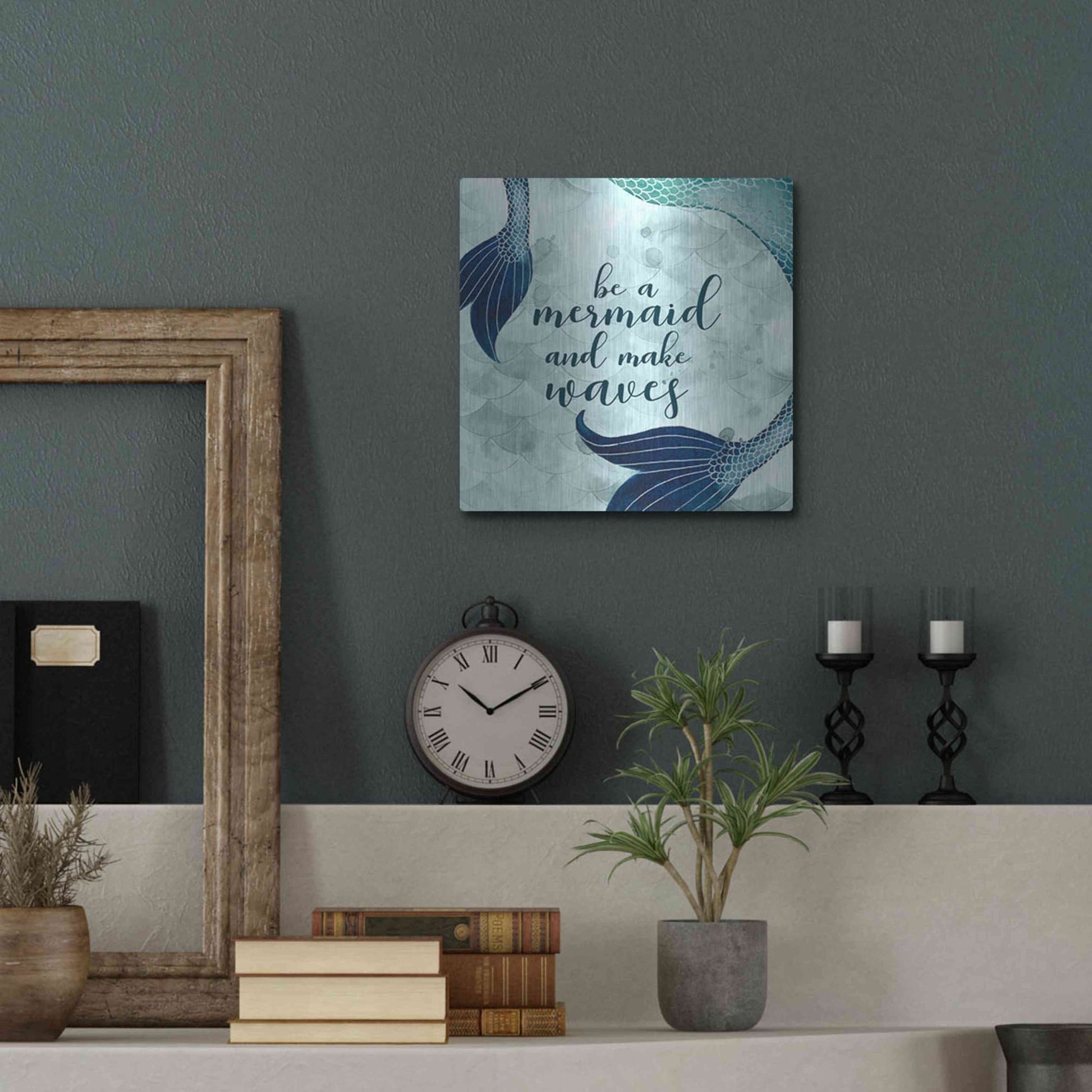 Luxe Metal Art 'Mermaid Inspirations I' by Grace Popp, Metal Wall Art,12x12