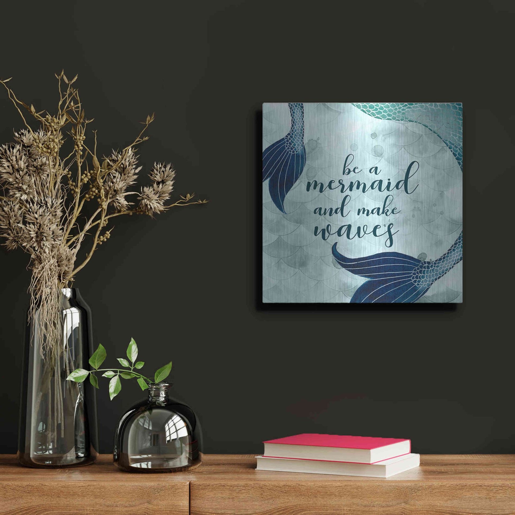 Luxe Metal Art 'Mermaid Inspirations I' by Grace Popp, Metal Wall Art,12x12