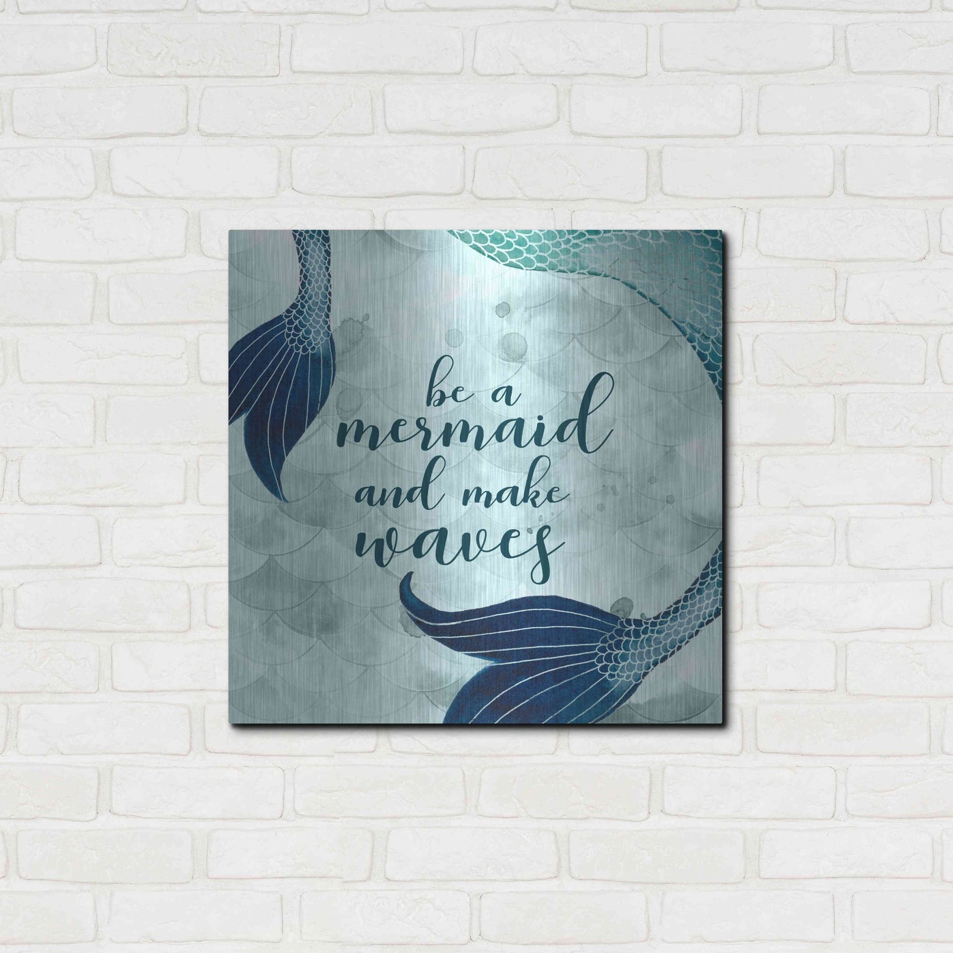 Luxe Metal Art 'Mermaid Inspirations I' by Grace Popp, Metal Wall Art,24x24