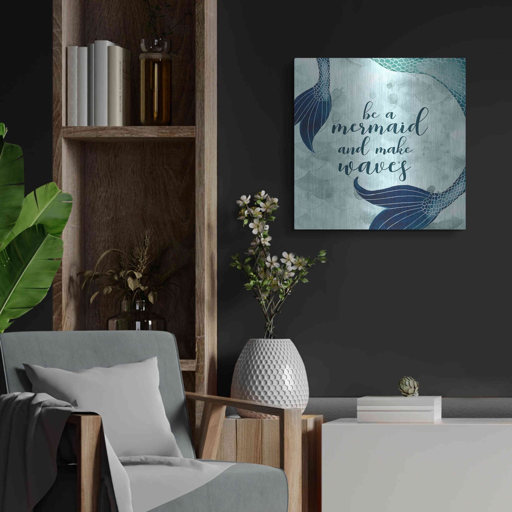 Luxe Metal Art 'Mermaid Inspirations I' by Grace Popp, Metal Wall Art,24x24