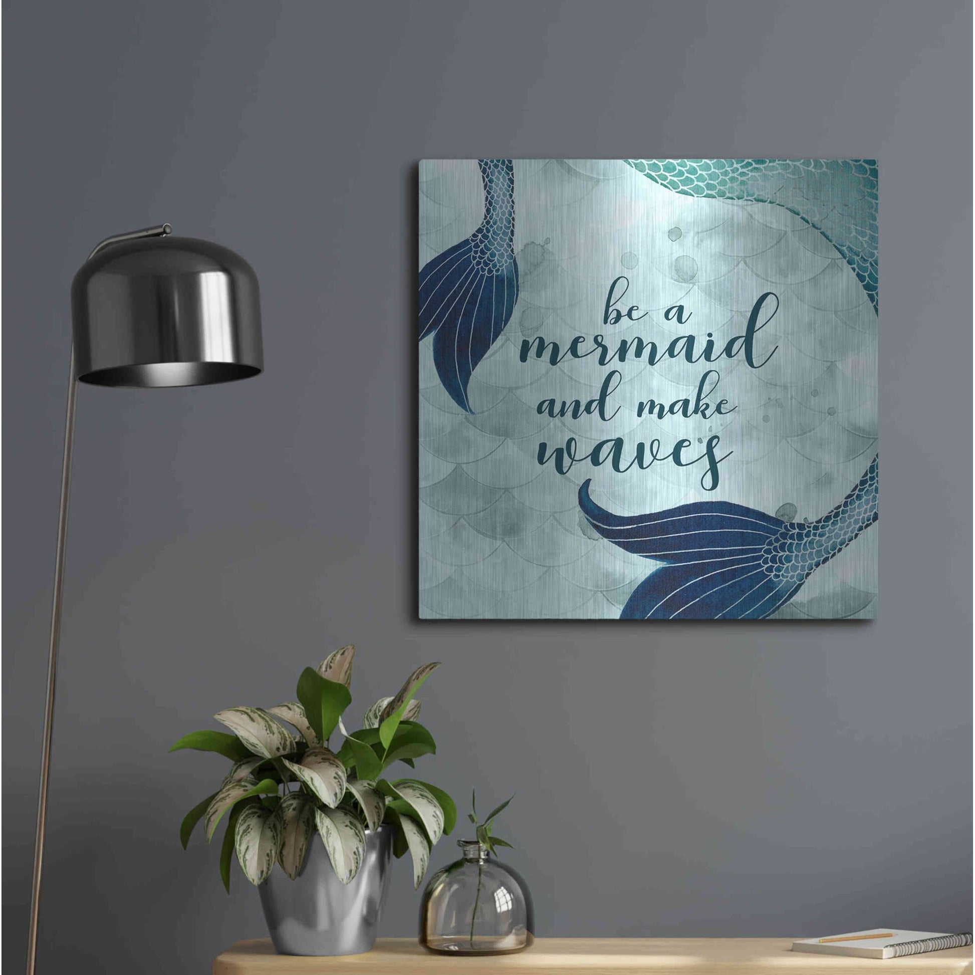 Luxe Metal Art 'Mermaid Inspirations I' by Grace Popp, Metal Wall Art,24x24