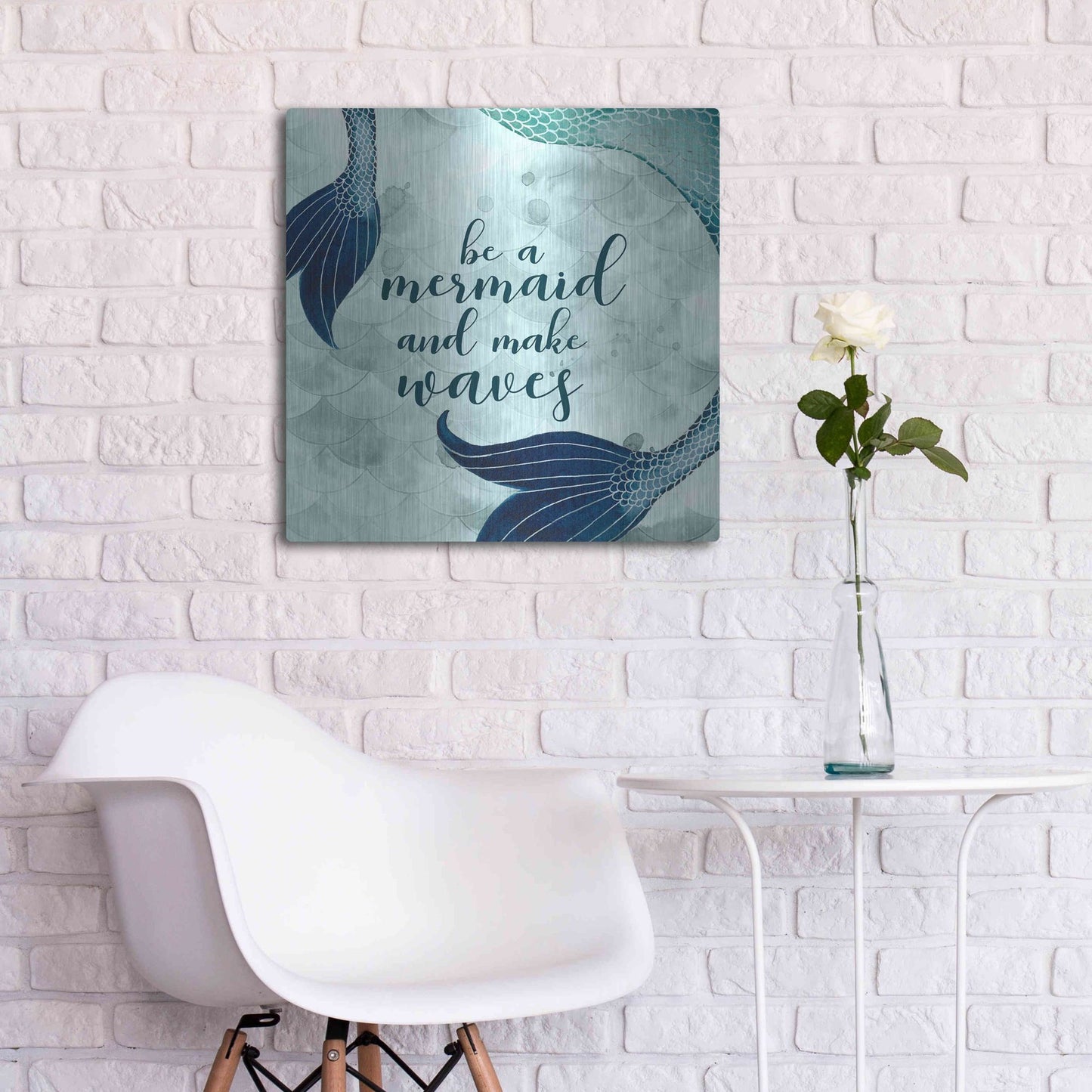 Luxe Metal Art 'Mermaid Inspirations I' by Grace Popp, Metal Wall Art,24x24