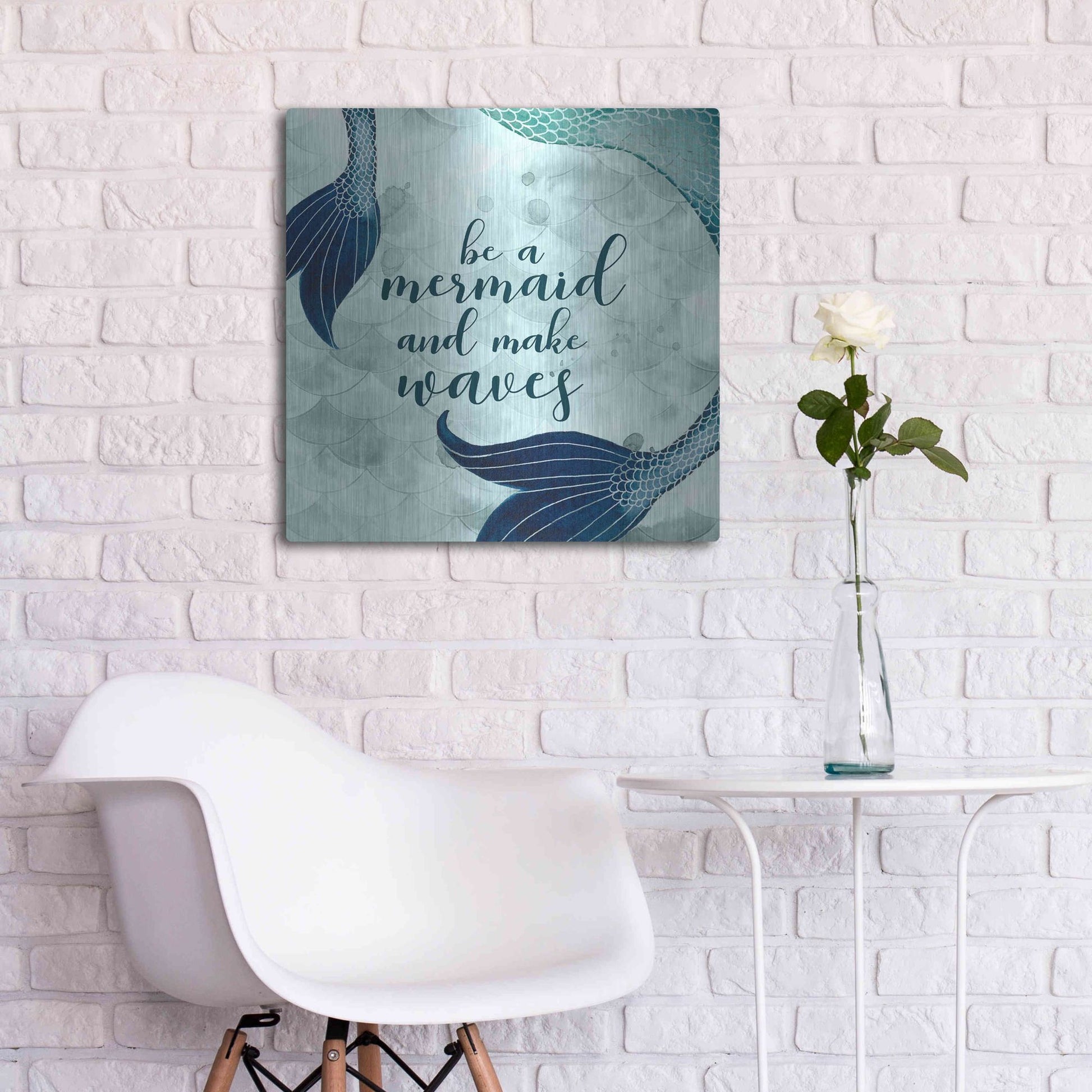 Luxe Metal Art 'Mermaid Inspirations I' by Grace Popp, Metal Wall Art,24x24