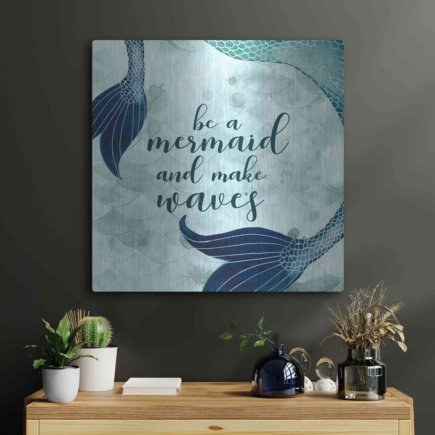 Luxe Metal Art 'Mermaid Inspirations I' by Grace Popp, Metal Wall Art,24x24