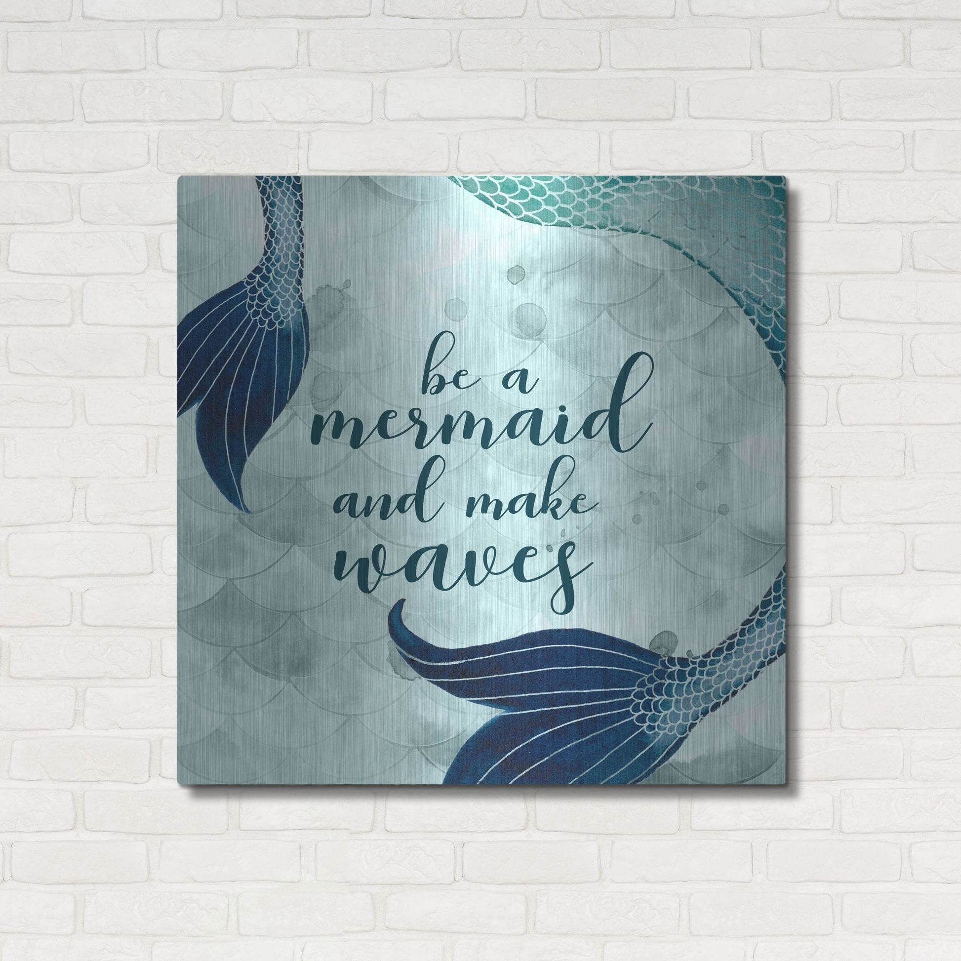 Luxe Metal Art 'Mermaid Inspirations I' by Grace Popp, Metal Wall Art,36x36