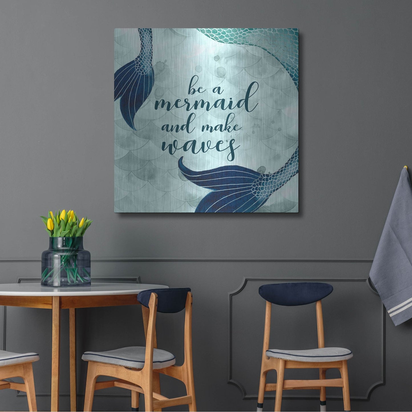 Luxe Metal Art 'Mermaid Inspirations I' by Grace Popp, Metal Wall Art,36x36