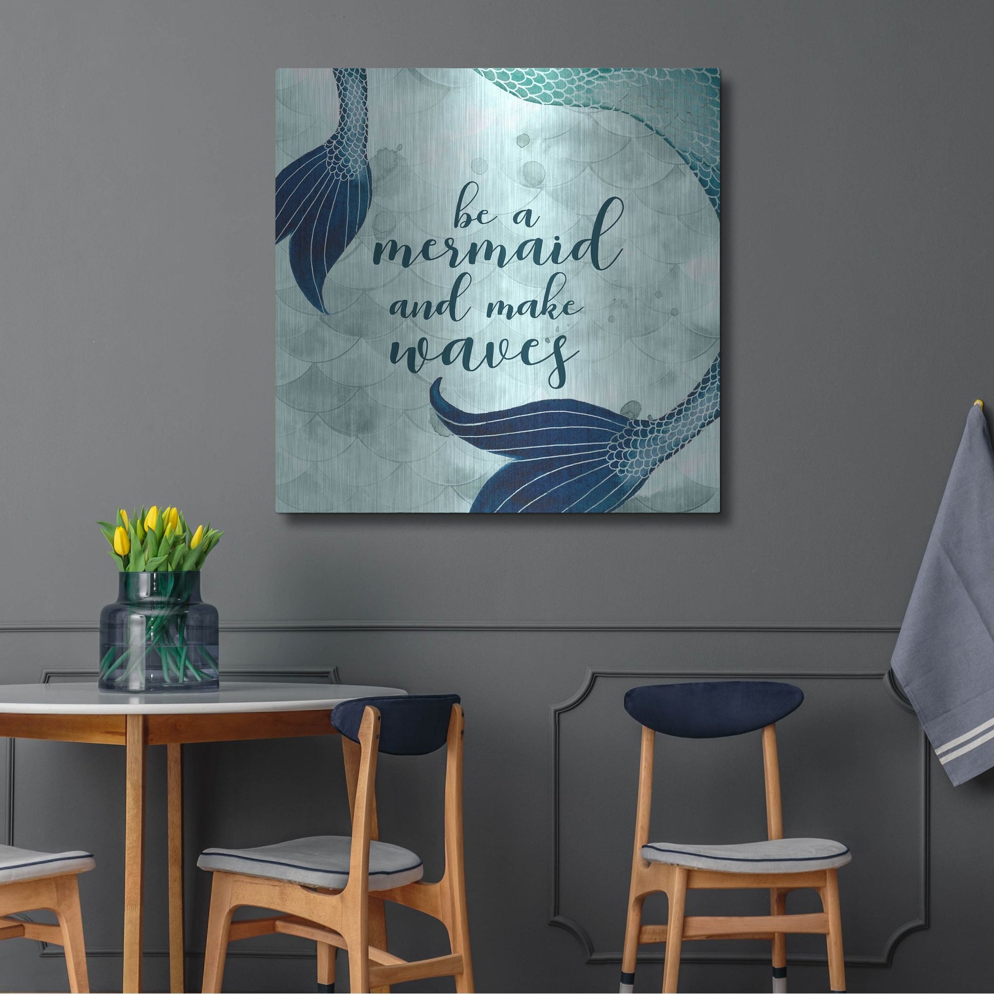 Luxe Metal Art 'Mermaid Inspirations I' by Grace Popp, Metal Wall Art,36x36