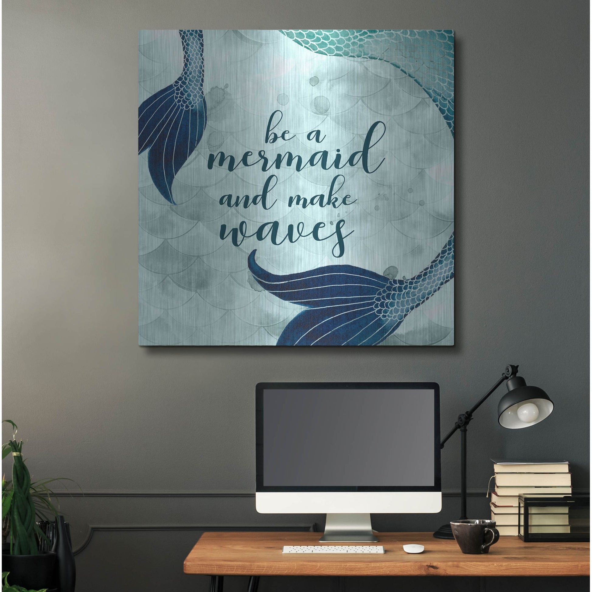 Luxe Metal Art 'Mermaid Inspirations I' by Grace Popp, Metal Wall Art,36x36