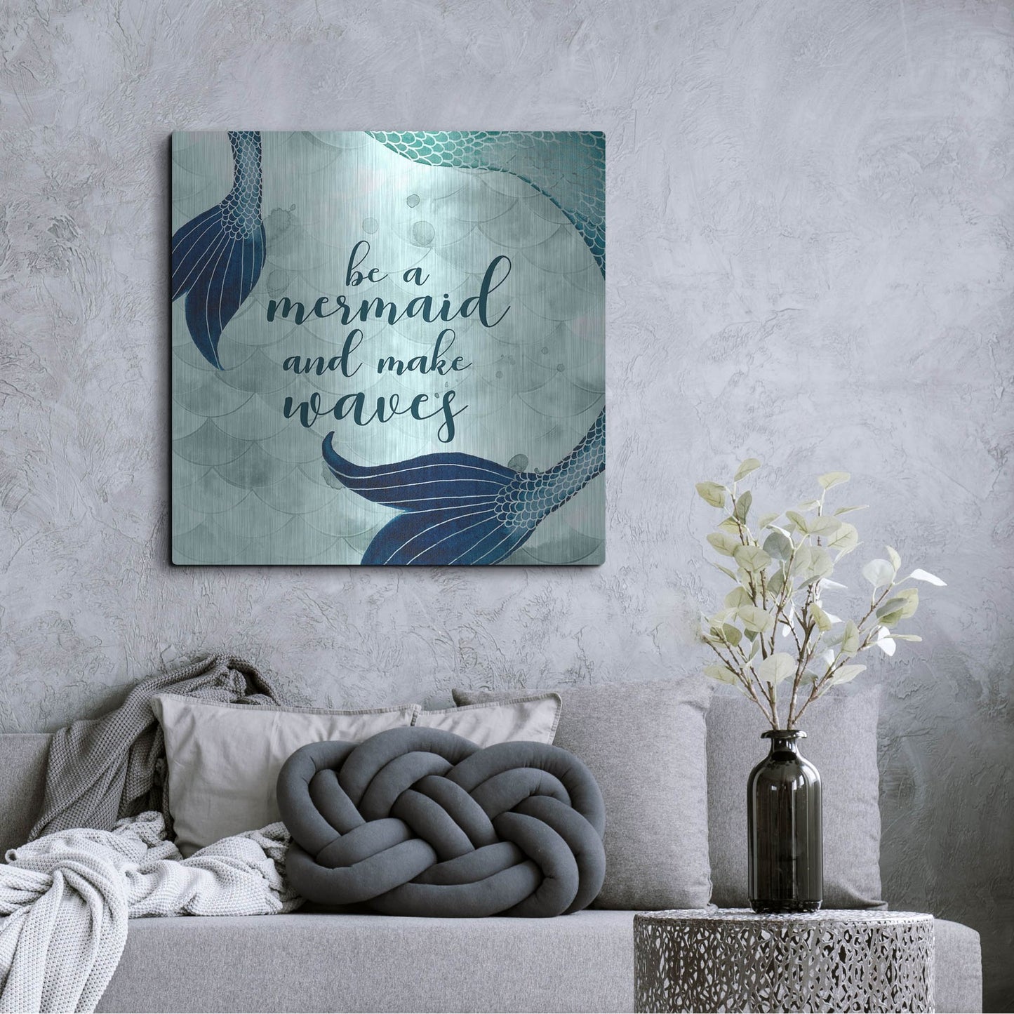 Luxe Metal Art 'Mermaid Inspirations I' by Grace Popp, Metal Wall Art,36x36