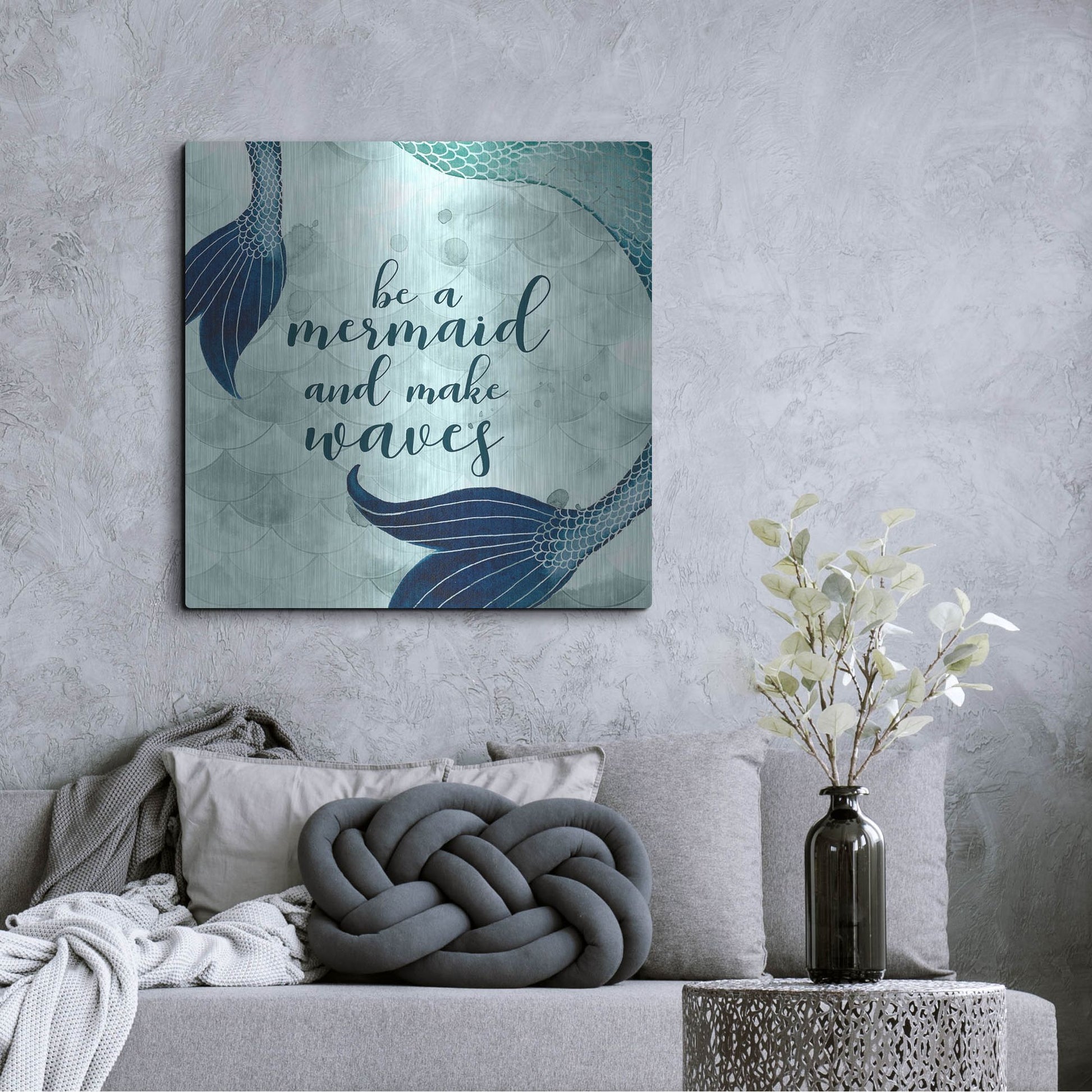 Luxe Metal Art 'Mermaid Inspirations I' by Grace Popp, Metal Wall Art,36x36