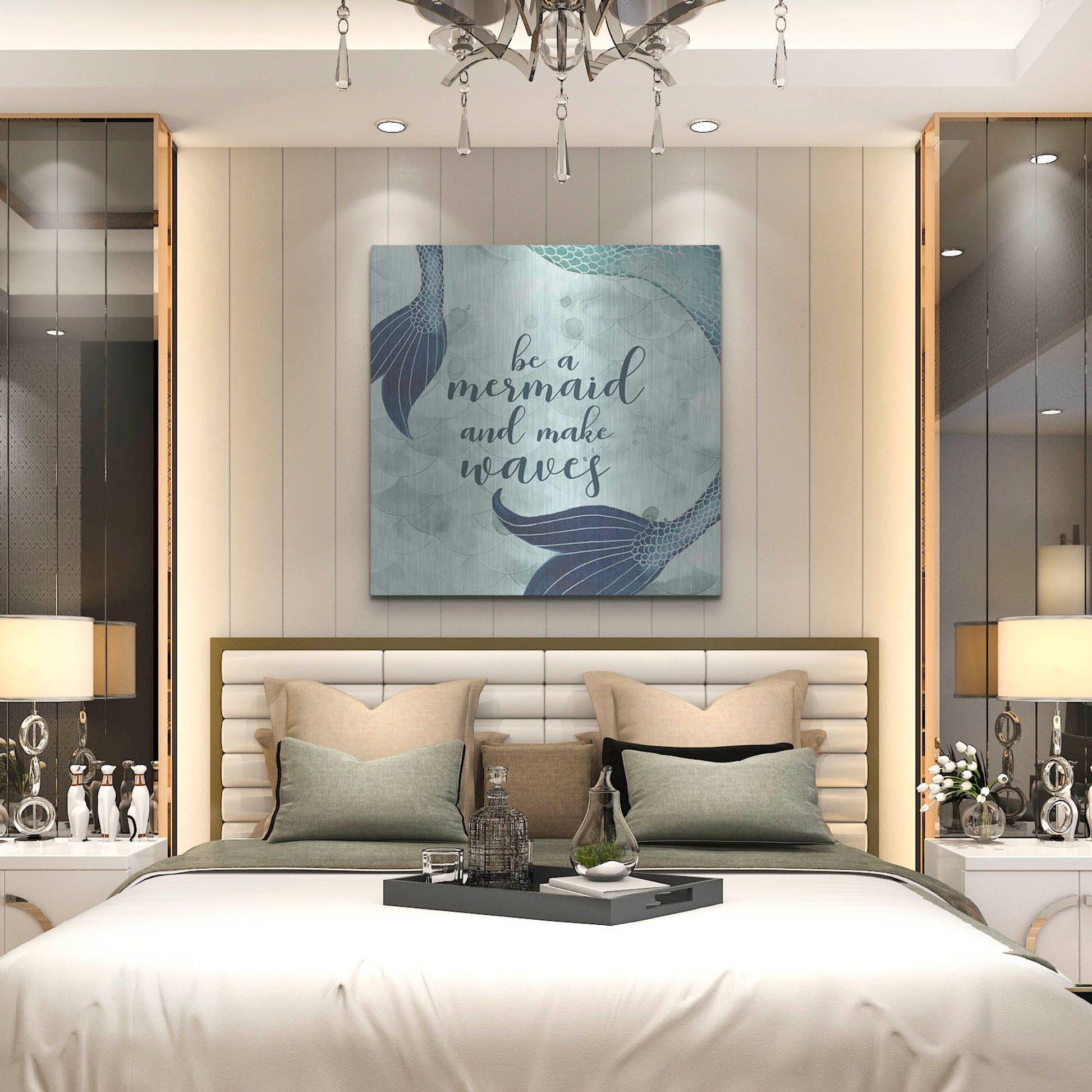 Luxe Metal Art 'Mermaid Inspirations I' by Grace Popp, Metal Wall Art,36x36