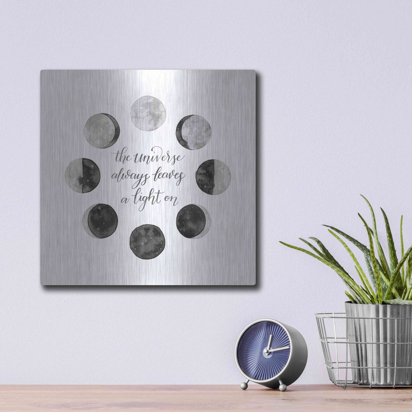Luxe Metal Art 'Ode to the Moon I' by Grace Popp, Metal Wall Art,12x12