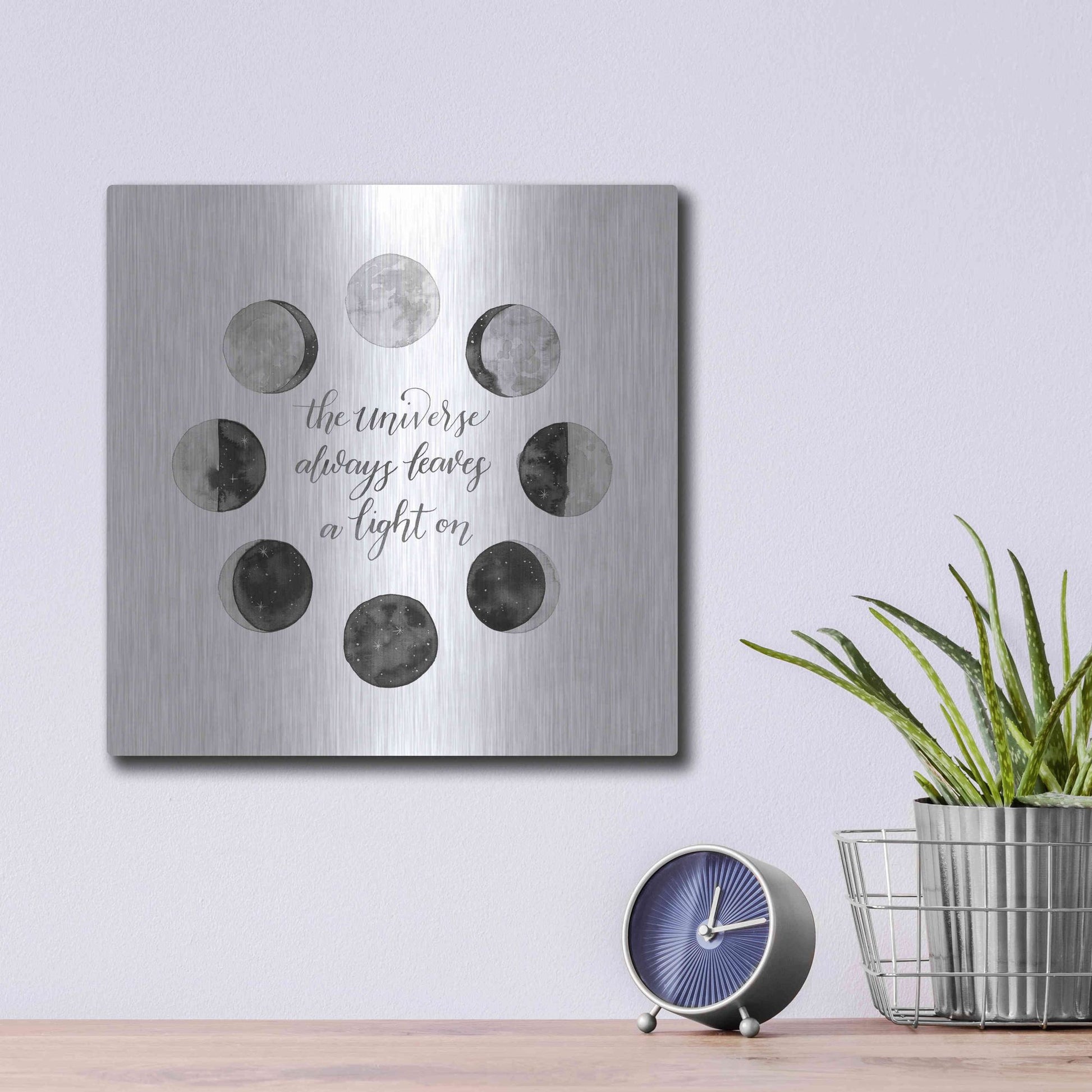 Luxe Metal Art 'Ode to the Moon I' by Grace Popp, Metal Wall Art,12x12