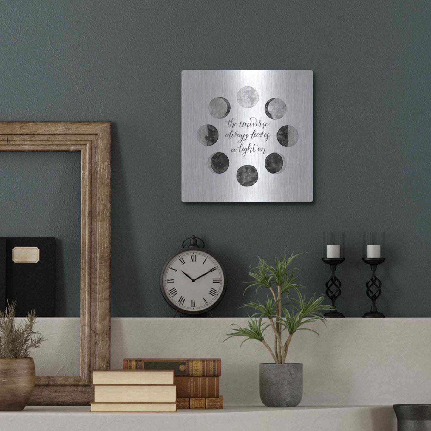 Luxe Metal Art 'Ode to the Moon I' by Grace Popp, Metal Wall Art,12x12