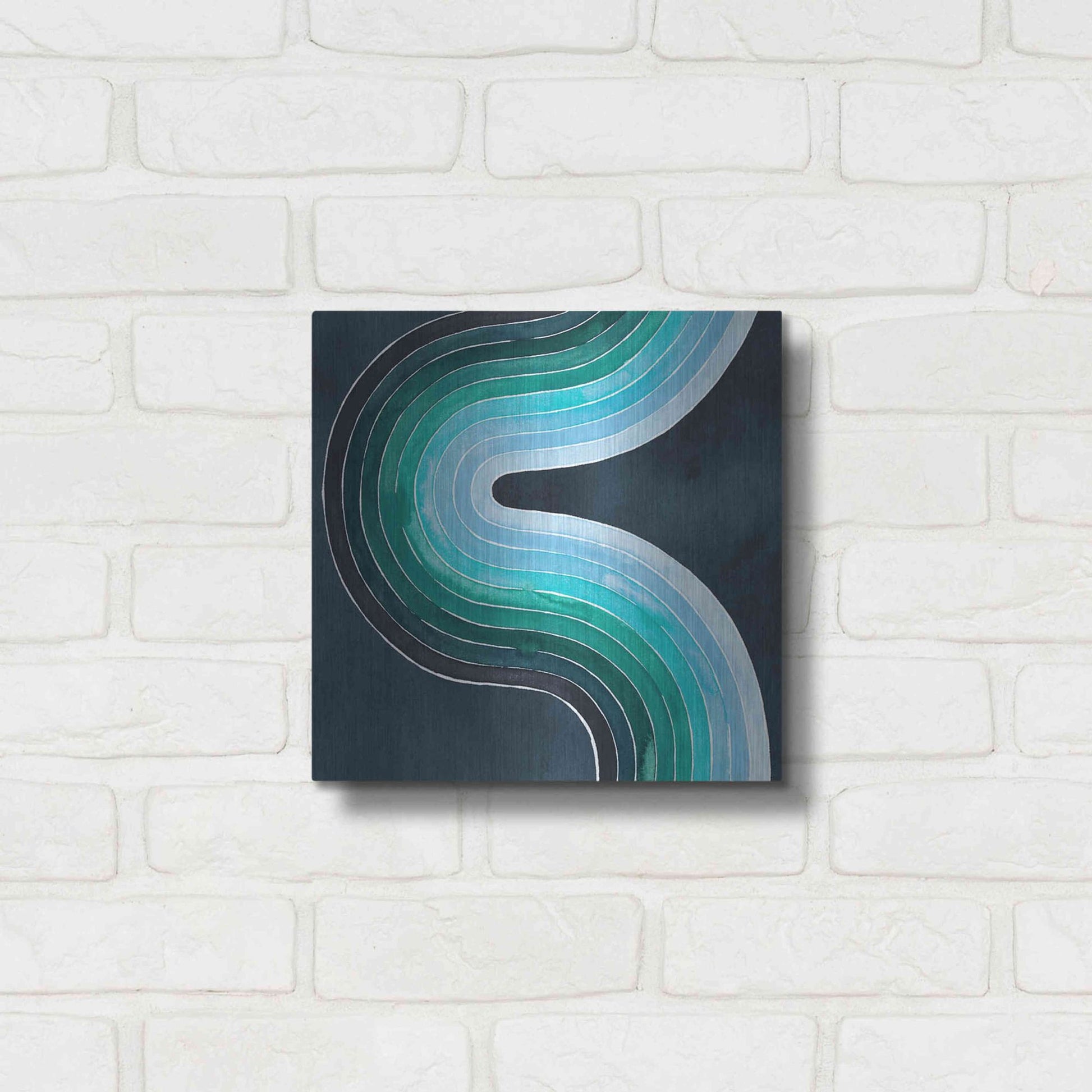 Luxe Metal Art 'Mid Century Current II' by Grace Popp, Metal Wall Art,12x12