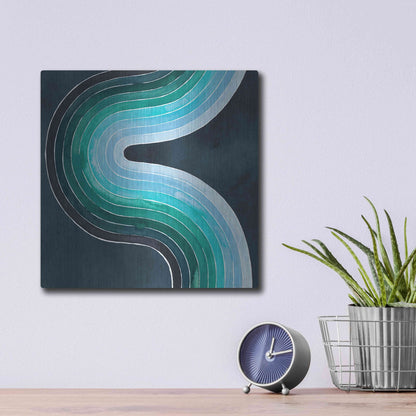 Luxe Metal Art 'Mid Century Current II' by Grace Popp, Metal Wall Art,12x12