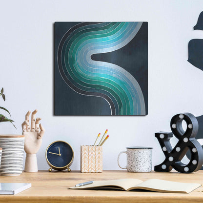 Luxe Metal Art 'Mid Century Current II' by Grace Popp, Metal Wall Art,12x12