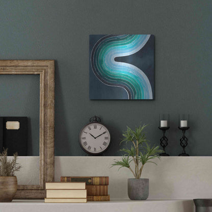 Luxe Metal Art 'Mid Century Current II' by Grace Popp, Metal Wall Art,12x12