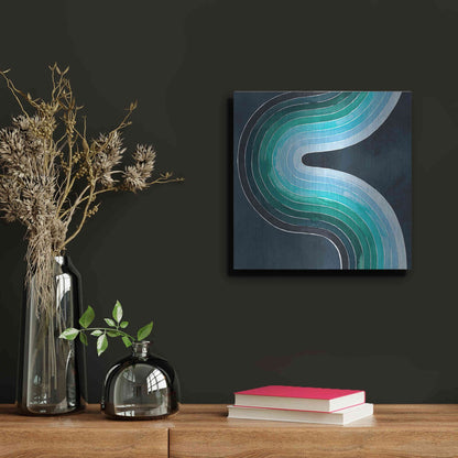 Luxe Metal Art 'Mid Century Current II' by Grace Popp, Metal Wall Art,12x12