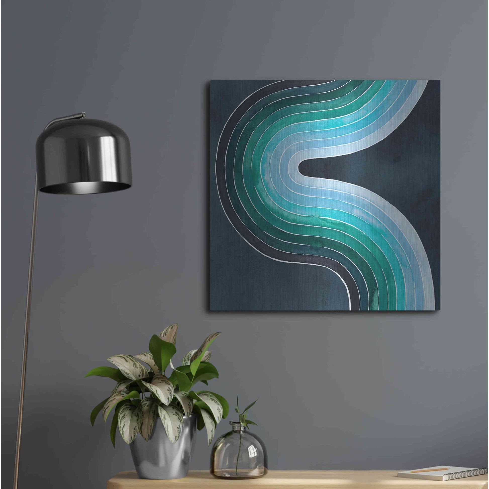 Luxe Metal Art 'Mid Century Current II' by Grace Popp, Metal Wall Art,24x24