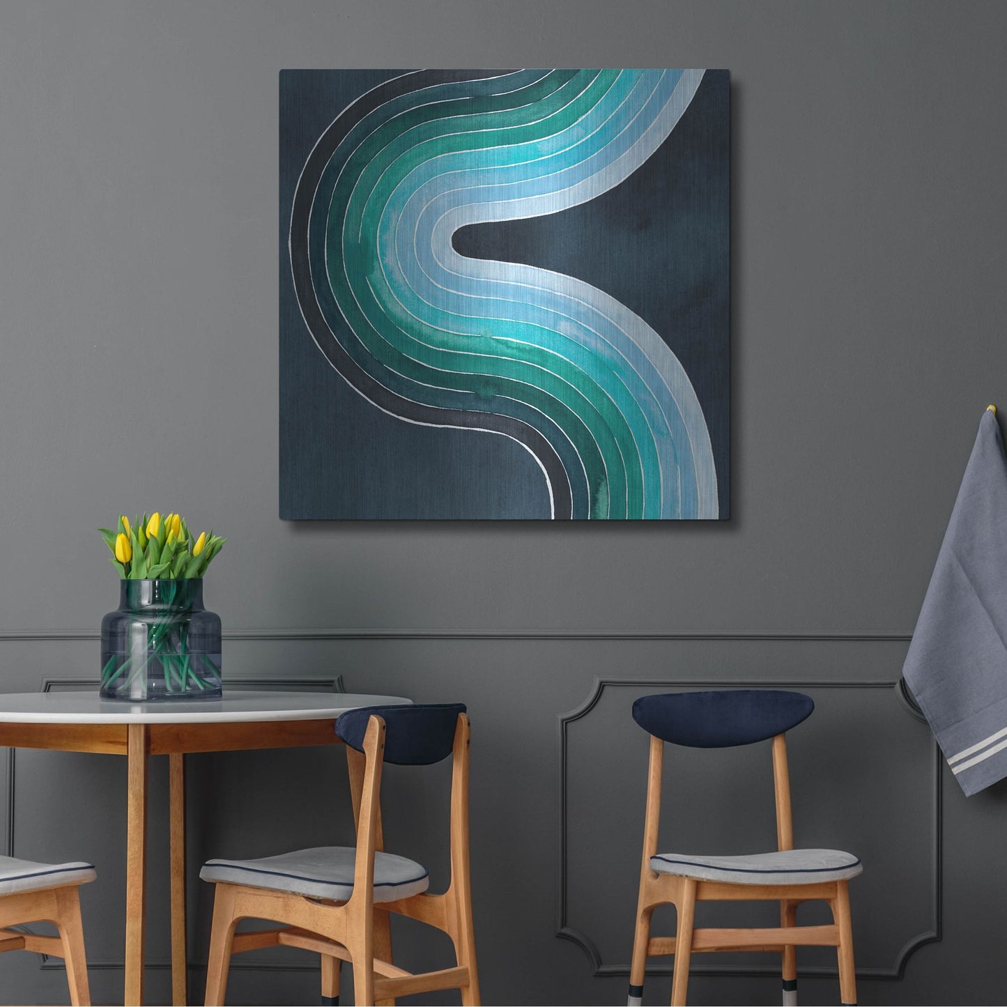 Luxe Metal Art 'Mid Century Current II' by Grace Popp, Metal Wall Art,36x36