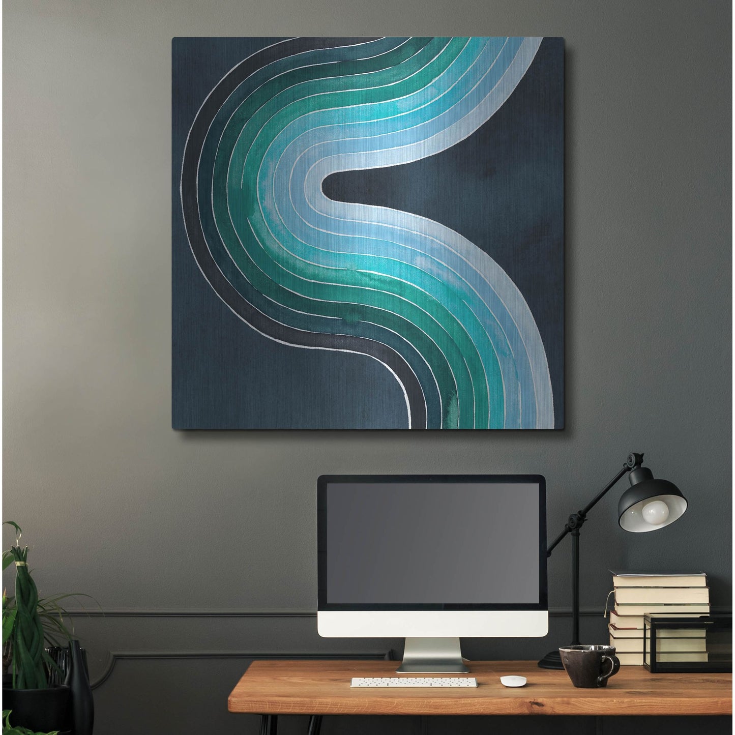 Luxe Metal Art 'Mid Century Current II' by Grace Popp, Metal Wall Art,36x36