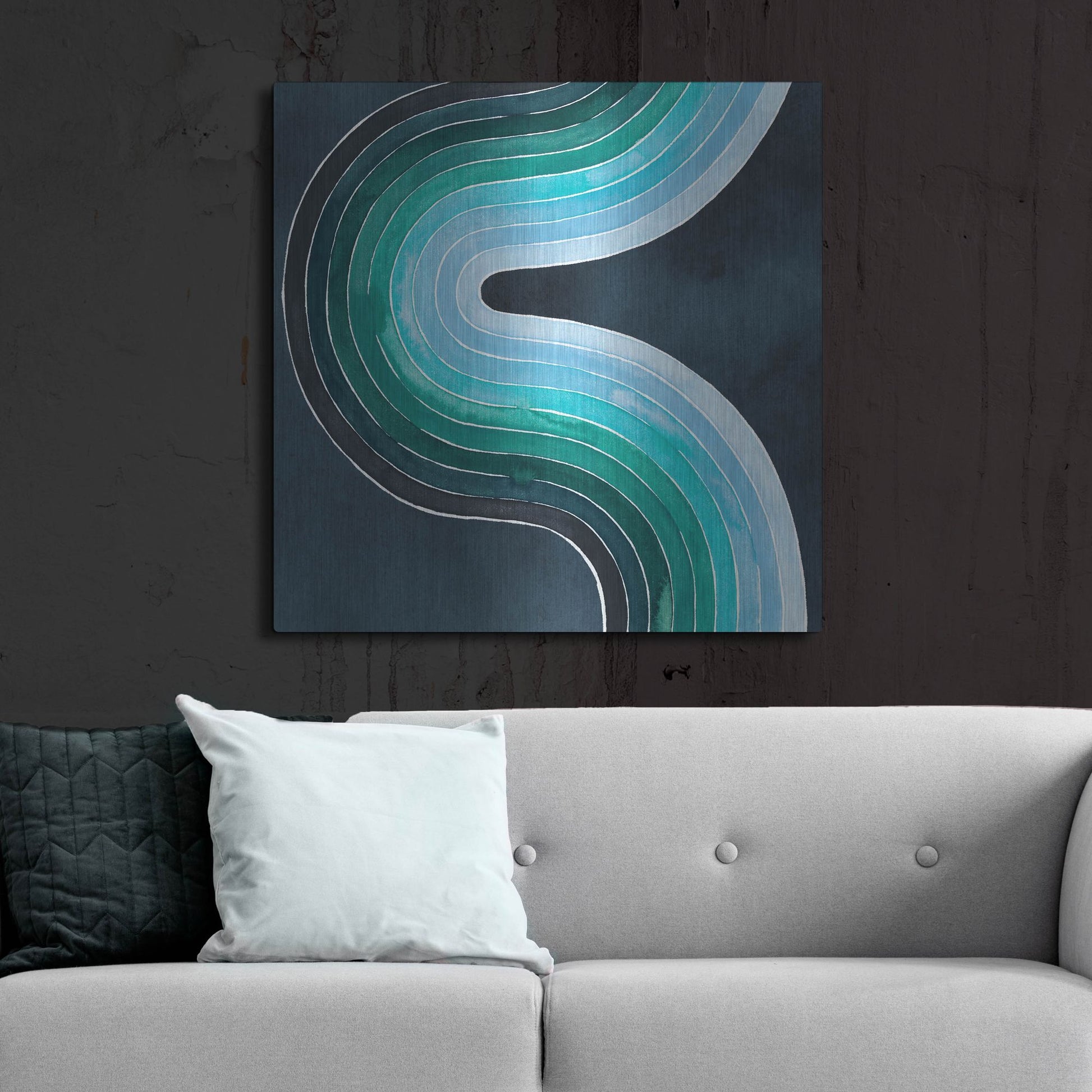 Luxe Metal Art 'Mid Century Current II' by Grace Popp, Metal Wall Art,36x36