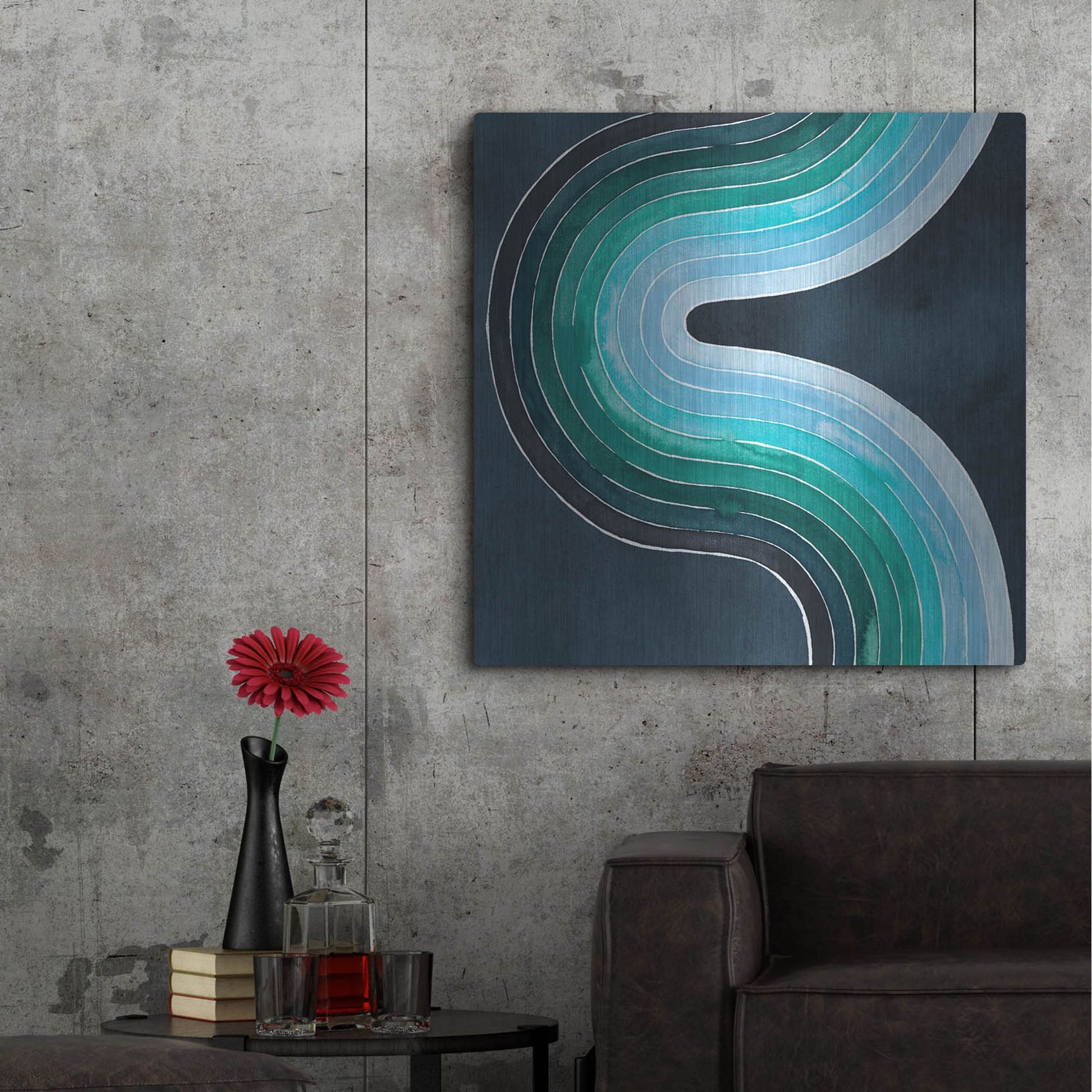 Luxe Metal Art 'Mid Century Current II' by Grace Popp, Metal Wall Art,36x36