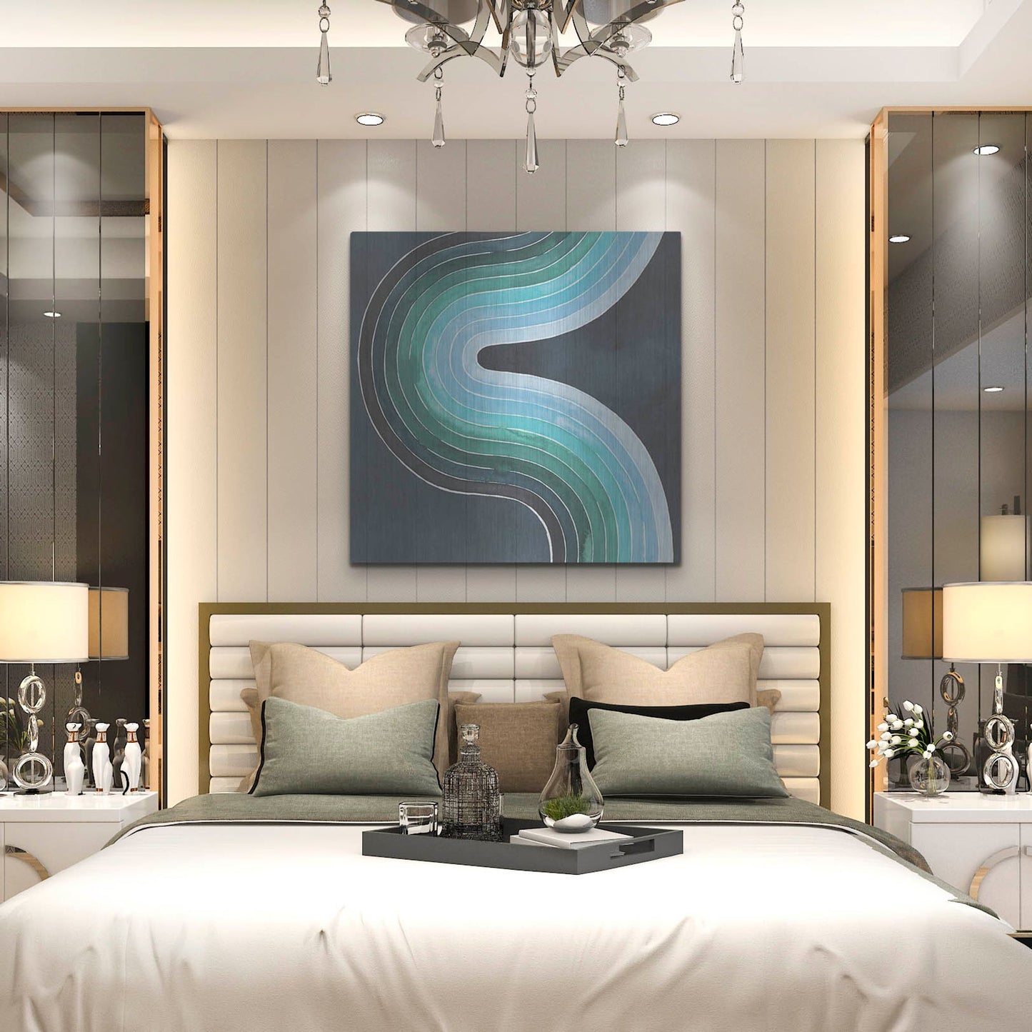 Luxe Metal Art 'Mid Century Current II' by Grace Popp, Metal Wall Art,36x36