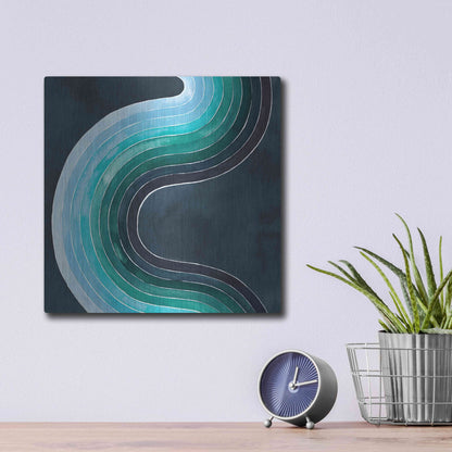 Luxe Metal Art 'Mid Century Current I' by Grace Popp, Metal Wall Art,12x12