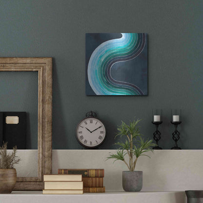 Luxe Metal Art 'Mid Century Current I' by Grace Popp, Metal Wall Art,12x12